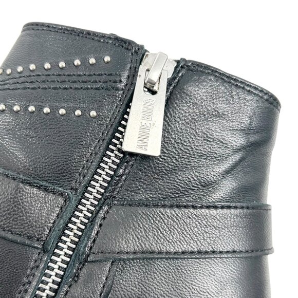 Anine Bing Bianca Black Studded Buckle Ankle Boots - Picture 10 of 13